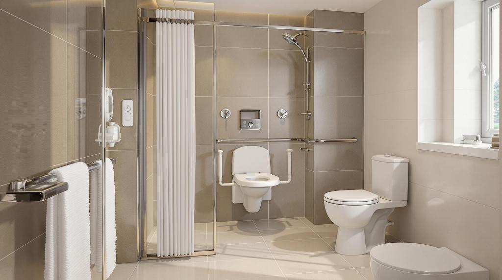 Accessible bathroom with shower and toilet